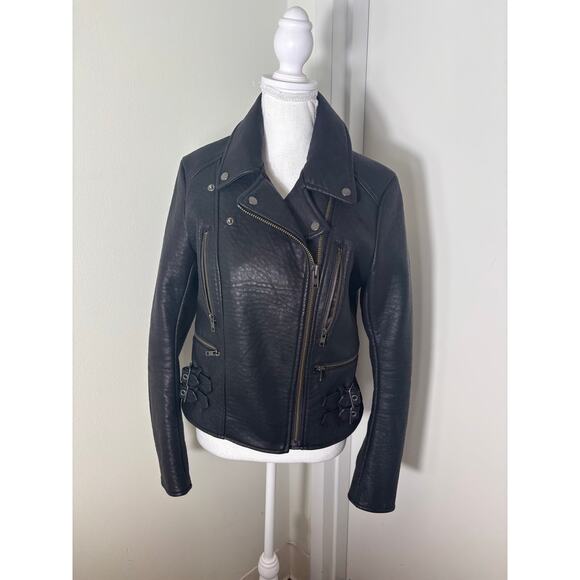 Free People Faux Leather Biker Jacket Size 8 - Picture 1 of 3